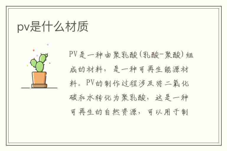 pv是什么材质(pv是什么材质的塑料)